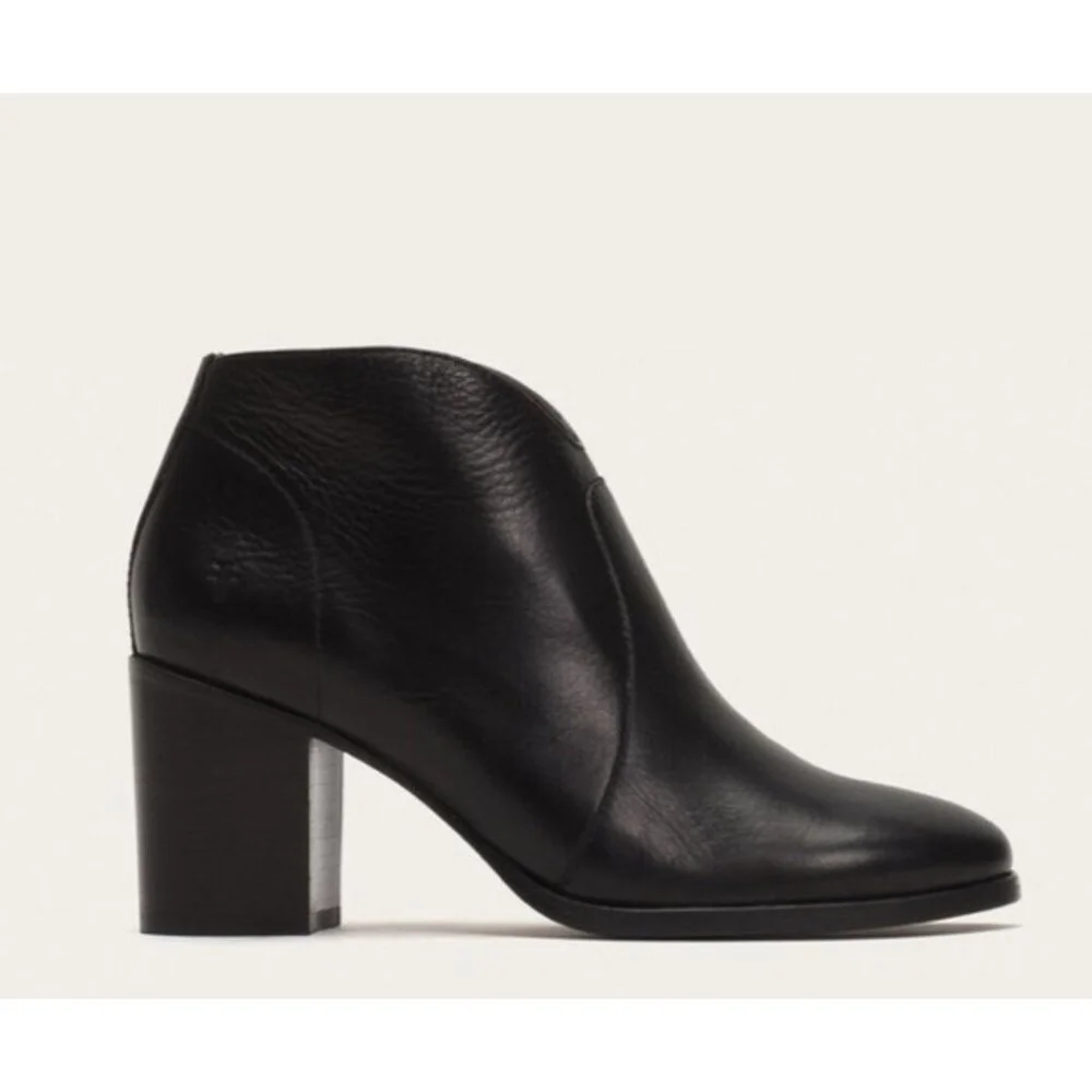 Frye - Nora Zip Short Ankle Leather Boots Black Women's Size US 8.5M
